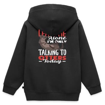 Seeotter Lass Mich In Ruhe - Kinder Premium Organic Zip Hoodie - Schwarz - Hinten - AI Model Kid Male (0cm)