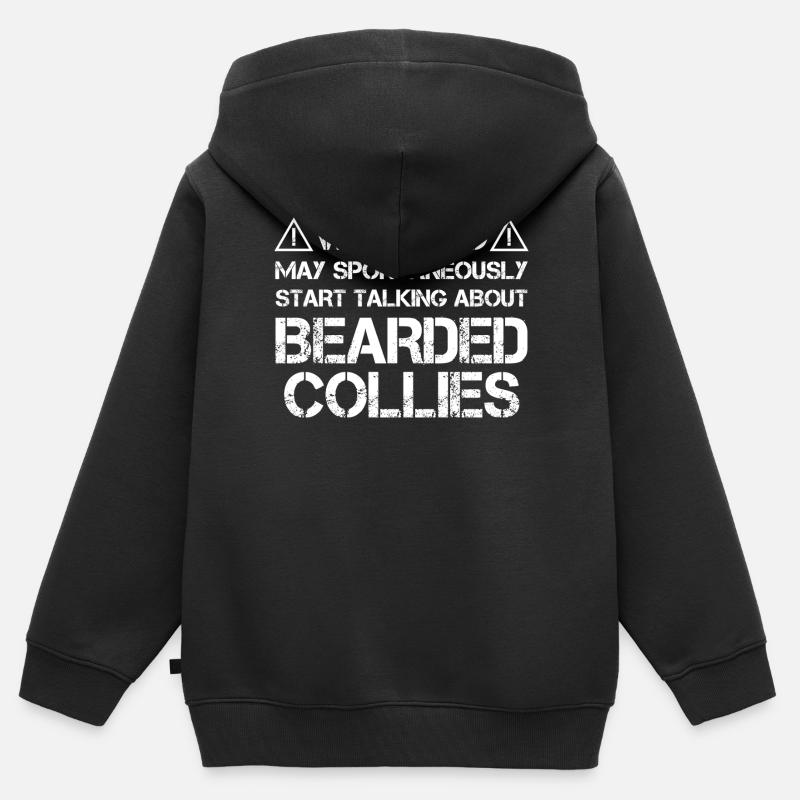 Collie barbu - Sweat Premium à capuche zippé enfant bio - noir