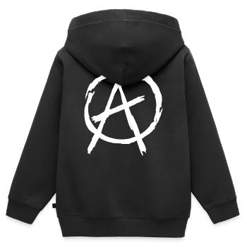 Anarchie Symbol im Kreis - weiß - Kinder Premium Organic Zip Hoodie - Schwarz - Hinten - AI Model Kid Male (0cm)