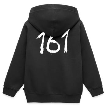161 Handbrush Ziffern AfA - Kinder Premium Organic Zip Hoodie - Schwarz - Hinten - AI Model Kid Male (0cm)