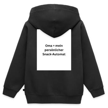Oma Snack Automat Spruch - Kinder Premium Organic Zip Hoodie - Schwarz - Hinten - AI Model Kid Male (0cm)