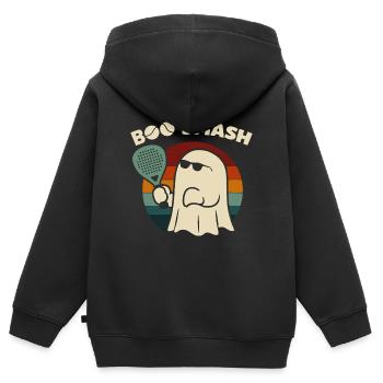 Fun Padel – C’est Boo Smash - Sweat Premium à capuche zippé enfant bio - noir - Dos - AI Model Kid Male (0cm)