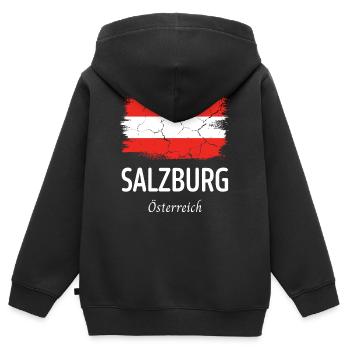 Salzburg - Kinder Premium Organic Zip Hoodie - Schwarz - Hinten - AI Model Kid Male (0cm)