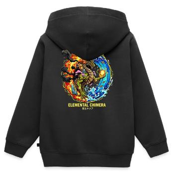 Chimère élémentaire | Dragon des 3 éléments - Sweat Premium à capuche zippé enfant bio - noir - Dos - AI Model Kid Male (0cm)