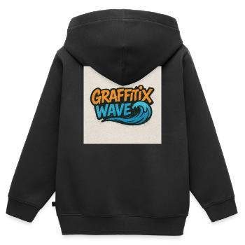Graffitix Wave Graffiti Logo - Sweat Premium à capuche zippé enfant bio - noir - Dos - AI Model Kid Male (0cm)