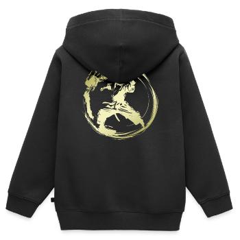 Karate Silhouette Fighter - Kids Premium Organic Zip-up Hoodie - black - Back - AI Model Kid Male (0cm)