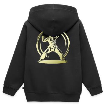 Karate Silhouette Fighter - Kids Premium Organic Zip-up Hoodie - black - Back - AI Model Kid Male (0cm)