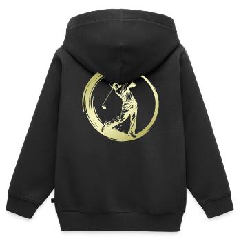 Silhouette de golfeur - Sweat Premium à capuche zippé enfant bio - noir - Dos - AI Model Kid Male (0cm)