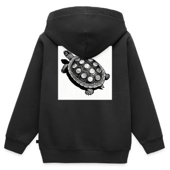 Münz-Schildkröte Geometrie - Kinder Premium Organic Zip Hoodie - Schwarz - Hinten - AI Model Kid Male (0cm)