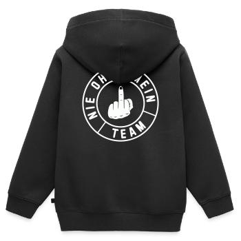 Mein Team Mittelfinger Emblem - Kinder Premium Organic Zip Hoodie - Schwarz - Hinten - AI Model Kid Male (0cm)