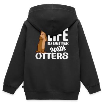 Seeotter Leben Besser - Kinder Premium Organic Zip Hoodie - Schwarz - Hinten - AI Model Kid Male (0cm)