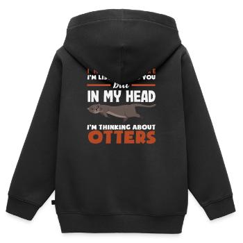 Seeotter Hörender Otter In Meinem Kopf - Kinder Premium Organic Zip Hoodie - Schwarz - Hinten - AI Model Kid Male (0cm)