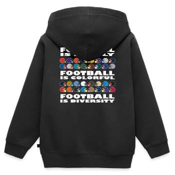 Diversité dans le football - Sweat Premium à capuche zippé enfant bio - noir - Dos - AI Model Kid Male (0cm)