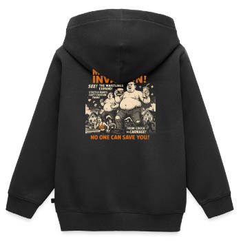Muffin Top Invasion Filmplakat Herren Halloween - Kinder Premium Organic Zip Hoodie - Schwarz - Hinten - AI Model Kid Male (0cm)