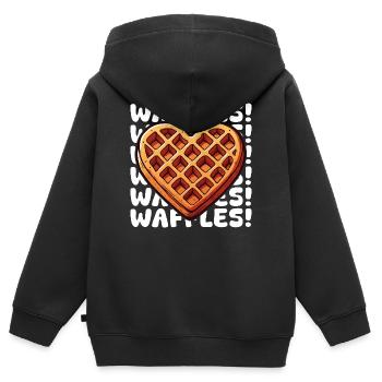 Pop Art Waffel Herz - Kinder Premium Organic Zip Hoodie - Schwarz - Hinten - AI Model Kid Male (0cm)