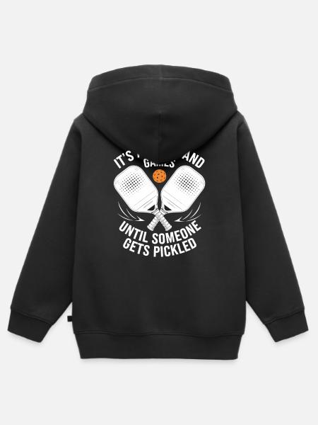 Pickleball Ausrüstung Lustiger Paddle Schläger - Kinder Premium Organic Zip Hoodie - Schwarz