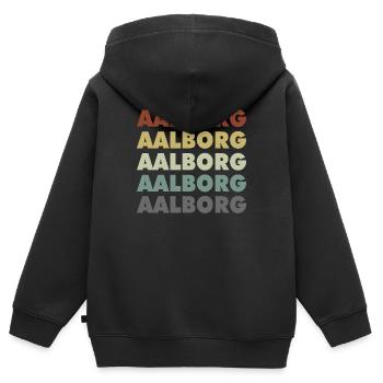 Aalborg - Denmark - Dänemark - Skandinavien - Kinder Premium Organic Zip Hoodie - Schwarz - Hinten - AI Model Kid Male (0cm)
