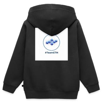 TeamETH Knoten Netzwerk - Kinder Premium Organic Zip Hoodie - Schwarz - Hinten - AI Model Kid Male (0cm)