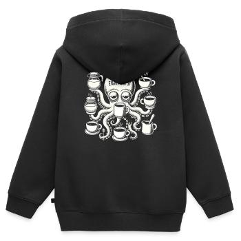 J’ai besoin des huit tasses - Sweat Premium à capuche zippé enfant bio - noir - Dos - AI Model Kid Male (0cm)
