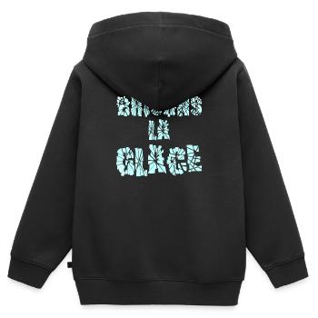 LASS UNS DAS EIS BRECHEN! - Kinder Premium Organic Zip Hoodie - Schwarz - Hinten - AI Model Kid Male (0cm)