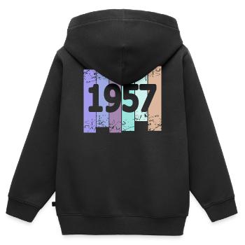 1957 - Kinder Premium Organic Zip Hoodie - Schwarz - Hinten - AI Model Kid Male (0cm)