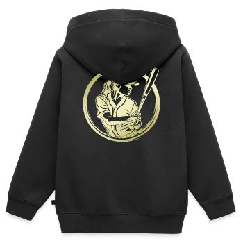 Baseball Silhouette - Sweat Premium à capuche zippé enfant bio - noir - Dos - AI Model Kid Male (0cm)