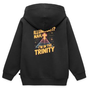Les Illuminati chrétiens dans la Trinité - Sweat Premium à capuche zippé enfant bio - noir - Dos - AI Model Kid Male (0cm)
