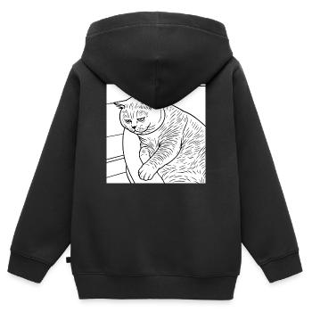 Linienzeichnung Entspannter Stubentiger - Kinder Premium Organic Zip Hoodie - Schwarz - Hinten - AI Model Kid Male (0cm)
