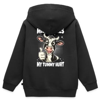 Dicton de vache intolérante au lactose - Sweat Premium à capuche zippé enfant bio - noir - Dos - AI Model Kid Male (0cm)