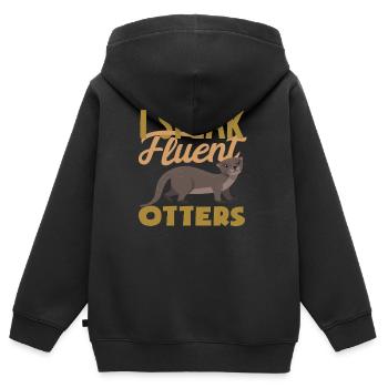 Seeotter Sprechen Fließend - Kinder Premium Organic Zip Hoodie - Schwarz - Hinten - AI Model Kid Male (0cm)