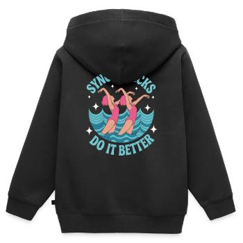 Synchronschwimmen Kunstschwimmen Wassersport - Kinder Premium Organic Zip Hoodie - Schwarz - Hinten - AI Model Kid Male (0cm)