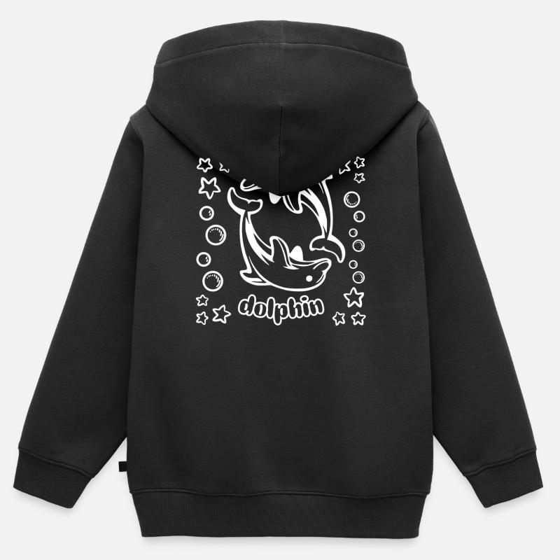 dauphin - Sweat Premium à capuche zippé enfant bio - noir