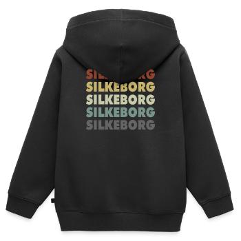 Silkeborg - Denmark - Dänemark - Skandinavien - Kinder Premium Organic Zip Hoodie - Schwarz - Hinten - AI Model Kid Male (0cm)
