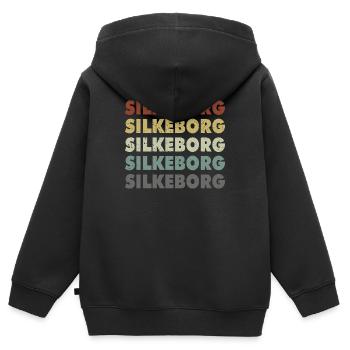 Silkeborg - Denmark - Dänemark - Skandinavien - Kinder Premium Organic Zip Hoodie - Schwarz - Hinten - AI Model Kid Male (0cm)