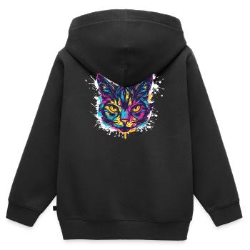 Cat Splatter Paint Blobs - Kids Premium Organic Zip-up Hoodie - black - Back - AI Model Kid Male (0cm)