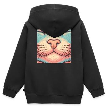 Retro Katzennase – Bunte Schnurrhaare Illustration - Kinder Premium Organic Zip Hoodie - Schwarz - Hinten - AI Model Kid Male (0cm)