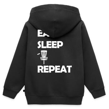 Eat Sleep Disc Golf Repeat Discgolf Trendsport - Kinder Premium Organic Zip Hoodie - Schwarz - Hinten - AI Model Kid Male (0cm)