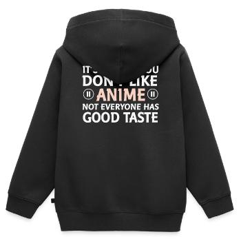 Nicht jeder mag Anime Spruch - Kinder Premium Organic Zip Hoodie - Schwarz - Hinten - AI Model Kid Male (0cm)