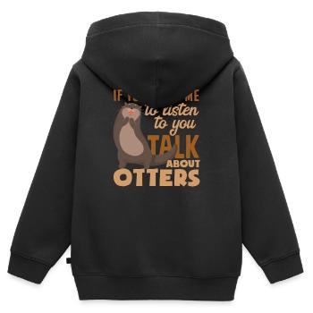 Seeotter Gespräch Über Otter - Kinder Premium Organic Zip Hoodie - Schwarz - Hinten - AI Model Kid Male (0cm)