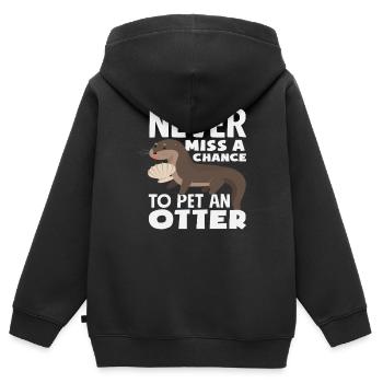 Seeotter Cartoon Haustier Ein Otter - Kinder Premium Organic Zip Hoodie - Schwarz - Hinten - AI Model Kid Male (0cm)