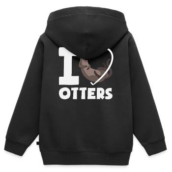 Seeotter Cartoon Herz - Kinder Premium Organic Zip Hoodie - Schwarz - Hinten - AI Model Kid Male (0cm)