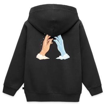 Hände im Wolkenlicht- Jenseits-Spirit-Soul - Kinder Premium Organic Zip Hoodie - Schwarz - Hinten - AI Model Kid Male (0cm)