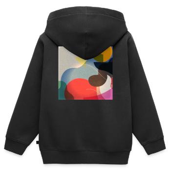 Abstrakte Farbformen Komposition - Kinder Premium Organic Zip Hoodie - Schwarz - Hinten - AI Model Kid Male (0cm)