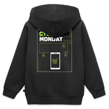 Kaufrausch Cyber Monday - Kinder Premium Organic Zip Hoodie - Schwarz - Hinten - AI Model Kid Male (0cm)