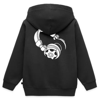 Kopfhörer Silhouette: DJ & Musik Vibes - Kinder Premium Organic Zip Hoodie - Schwarz - Hinten - AI Model Kid Male (0cm)