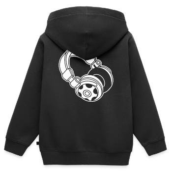 Kopfhörer Silhouette: DJ & Musik Vibes - Kinder Premium Organic Zip Hoodie - Schwarz - Hinten - AI Model Kid Male (0cm)