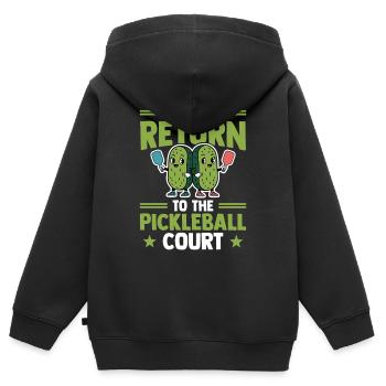 Pickleball Gurken Kombination Dinkball Outfit - Kinder Premium Organic Zip Hoodie - Schwarz - Hinten - AI Model Kid Male (0cm)