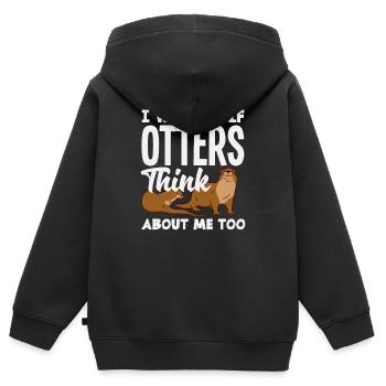 Seeotter Cartoon Denk An Mich - Kinder Premium Organic Zip Hoodie - Schwarz - Hinten - AI Model Kid Male (0cm)