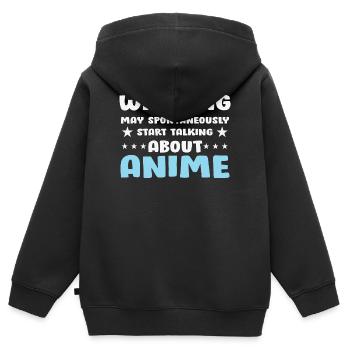 Anime conversation avertissement disant chemise - Sweat Premium à capuche zippé enfant bio - noir - Dos - AI Model Kid Male (0cm)