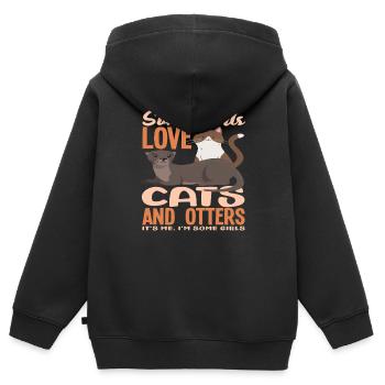 Seeotter-katzen - Kinder Premium Organic Zip Hoodie - Schwarz - Hinten - AI Model Kid Male (0cm)